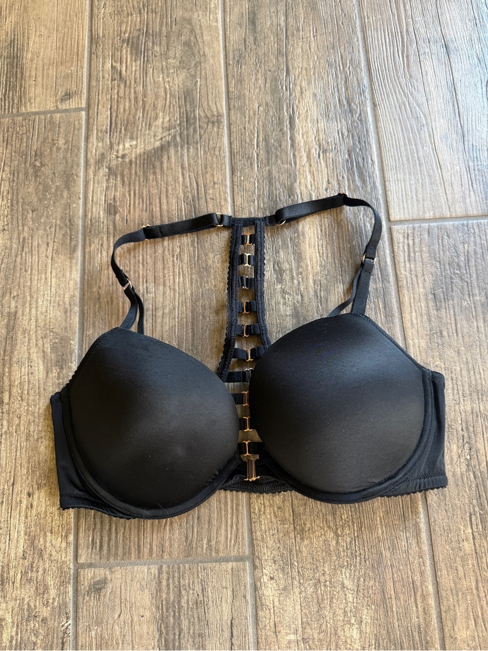 Victoria’s Secret Very Sexy Push-Up Front Close Strappy Racerback Bra Black 34D